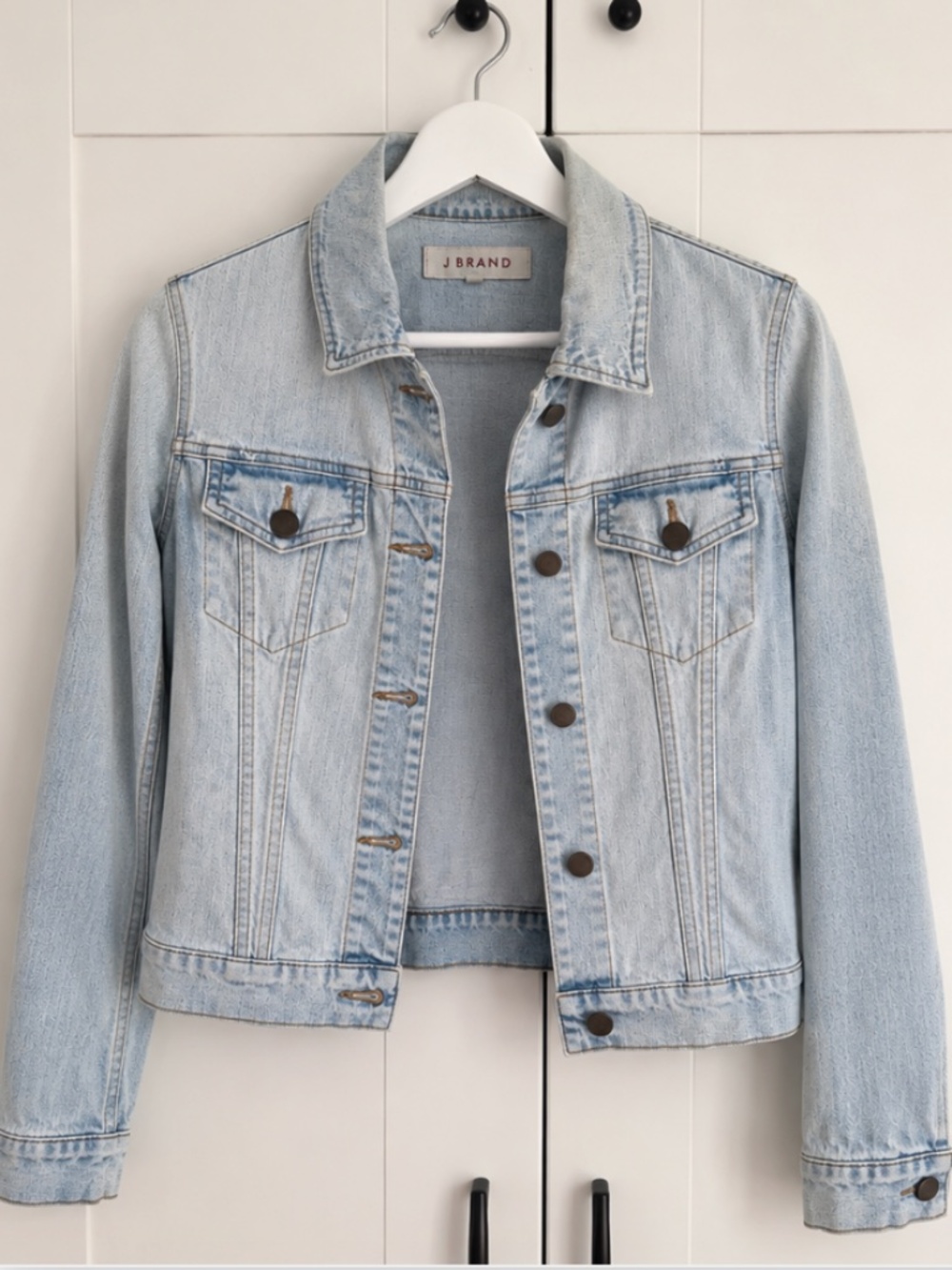 J Brand Atomic Light Wash Fitted Denim Jacket – Size Small